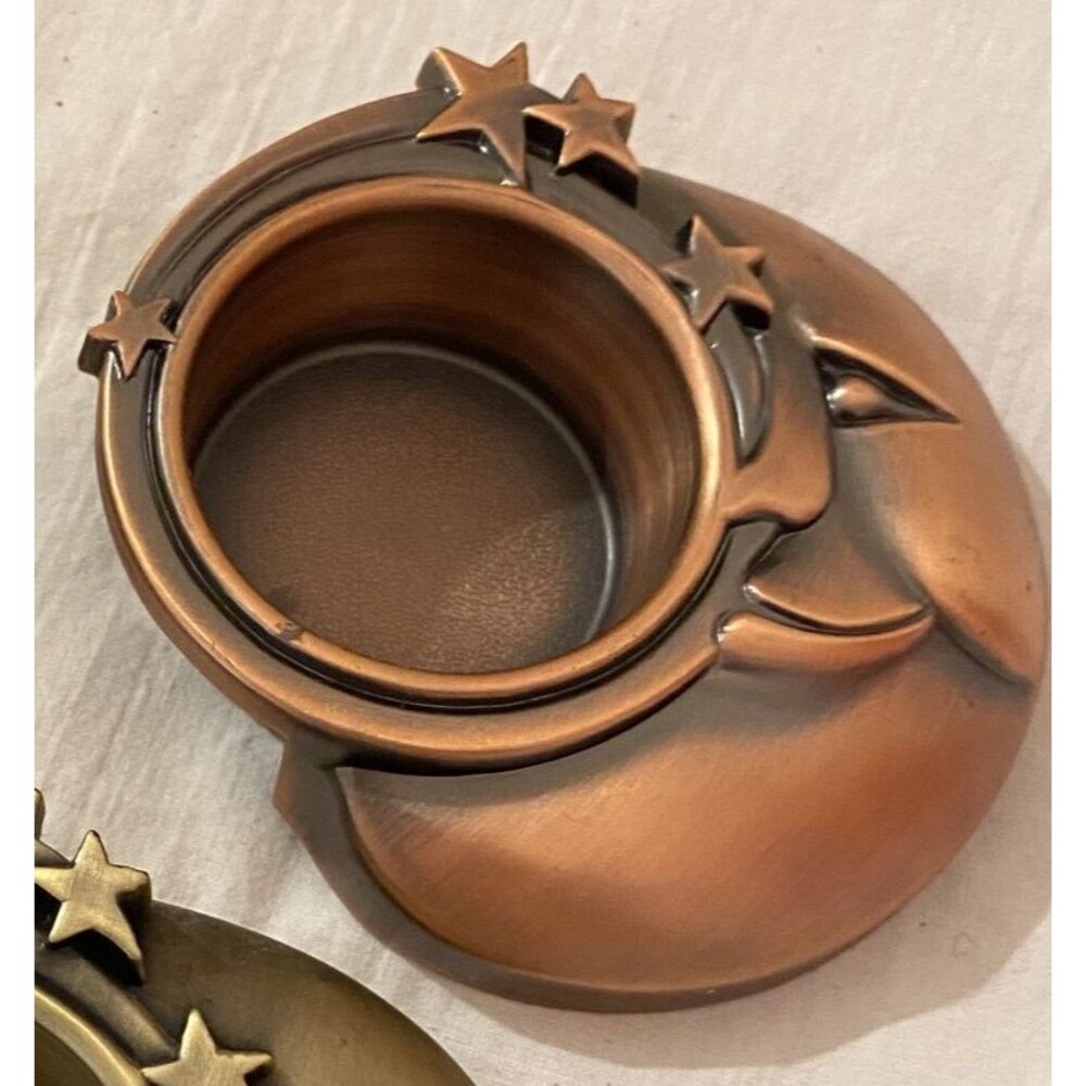 Moon And Stars Tea Light Candle Holder Copper Color 3.5" Wide (Copper Only)